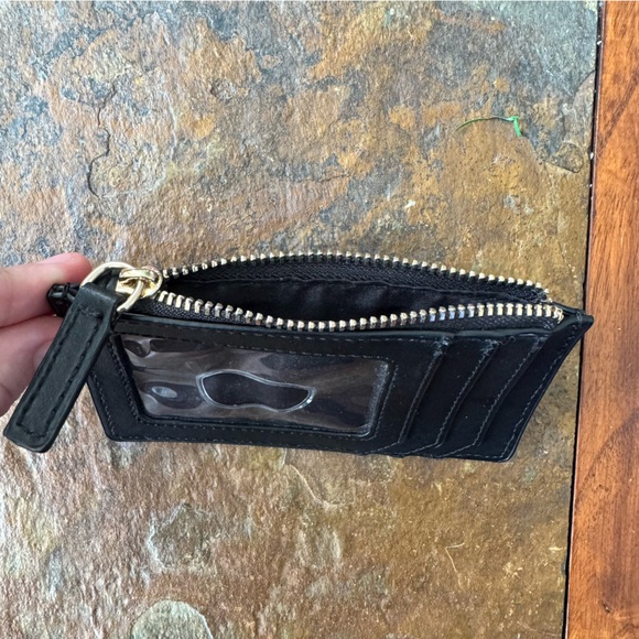 Express Glitter Black and Gold Wallet with Zipper ID Slot 5 x 3 inches - Picture 4 of 6